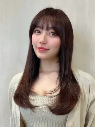 ロング カラー 新宿✨顔周りカット 韓国ヘア/坂本亜裟海のヘアスタイル