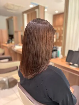 セミロング ツヤ髪縮毛矯正💫/ ハイトーン/あゆみのヘアスタイル