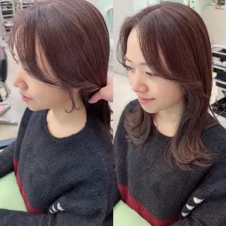 ミディアム カラー 岡野 静華のヘアスタイル