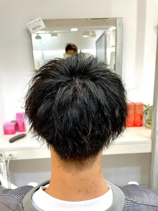 ショート パーマ メンズ 髪質改善× ハイライト溝江のヘアスタイル