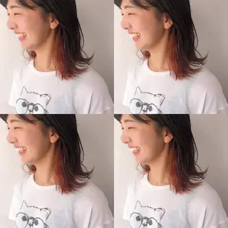 カラー セミロング ヘアアレンジ 竹内啓太 ボブのヘアスタイル