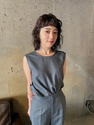 ミディアム パーマ パーマ/レイヤー 岩山丈一郎のヘアスタイル