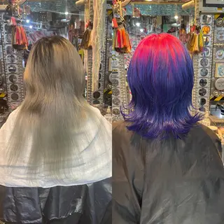 ミディアム カラー ヘアアレンジ haco+所属・🌈派手髪エクステ ブレイズ🌈ひろとのヘアスタイル