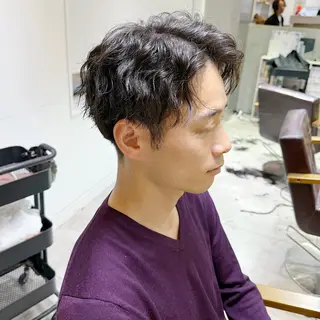 パーマ メンズ Alea by little 横浜所属・♡🌚垢抜け艶カラー Shiori🌝♡のヘアスタイル