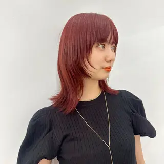 ミディアム カラー 顔まわりカット/艶髪 カラー✨けいとのヘアスタイル