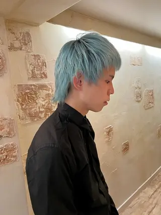 ショート カラー メンズ 退色まで透明感ある ダブルカラー/リクのヘアスタイル