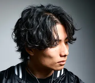 ミディアム パーマ メンズ かずき 💈毛流れ💈のヘアスタイル