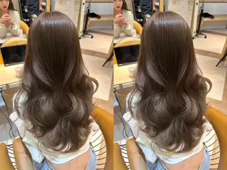 ロング ゆらんちょ/ブリーチ 無w/縮毛矯正/暖色のヘアスタイル