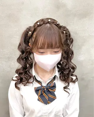 ロング ヘアアレンジ 【ピンク/韓国ヘア/ ヘアセット】亜海のヘアスタイル