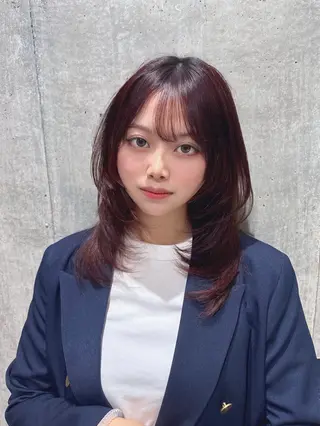 ミディアム カラー 韓国レイヤー透明感 カラーヨウスケのヘアスタイル