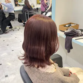 セミロング カラー 暖色🩷透明感カラー ♡Maika♡のヘアスタイル