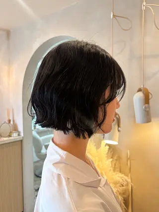 ミディアム シンバヒナノ/パーマ レイヤーカット/ボブのヘアスタイル