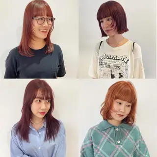 ミディアム カラー MIU/ルーツカラー 顔まわりレイヤーのヘアスタイル