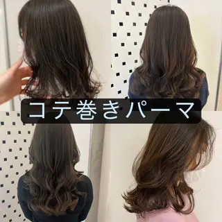ロング パーマ コテ巻きパーマ💙 シノヤユイのヘアスタイル