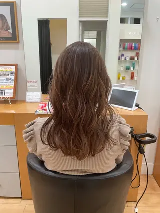 ロング カラー 縮毛矯正×髪質改善 カラー×クロスパーマのヘアスタイル