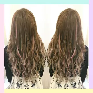 ロング カラー れん/ハイトーン /エクステ/韓国風のヘアスタイル