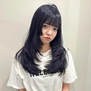 ロング 🌹ハッシュカット、 レイヤー韓国ヘア🌹のヘアスタイル