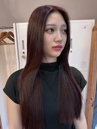 ロング カラー ハイトーン縮毛/暖色 なーな🎀🤍のヘアスタイル