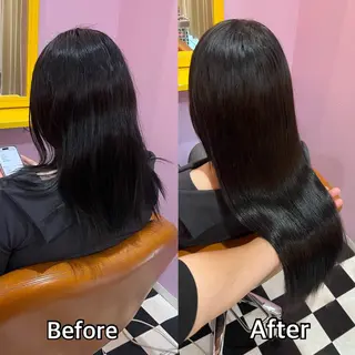 ロング シール＋ちび編み込み エクステ梅田🐨のヘアスタイル