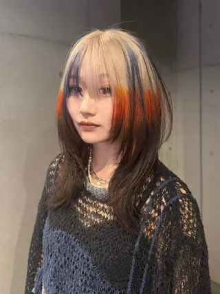 ロング カラー だいち/ハイトーン/ デザインカラーのヘアスタイル