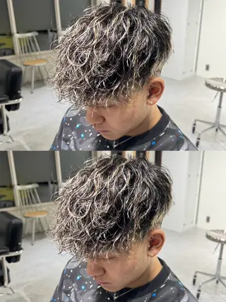 ショート カラー パーマ メンズ MEN'S salon HYPE 三宮メンズカット/眉毛ワックス/【メンズサロン　ハイプサンノミヤ】所属・本日空あり三宮駅1分 メンズサロンハイプのヘアスタイル