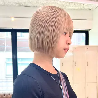 ショート カラー パーマ ヘアアレンジ メンズ キッズ ネイル マツエク・マツパ 🧨ブリーチー×ボブ レイヤー💎じゅえるのヘアスタイル
