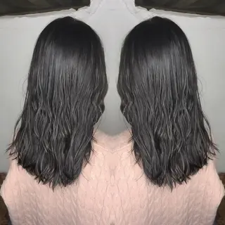 セミロング カラー パーマ ヘアアレンジ エグチ アキラのヘアスタイル