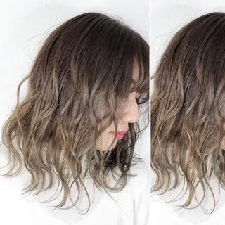 ミディアム カラー JuNブリーチに 縮毛矯正するプロのヘアスタイル