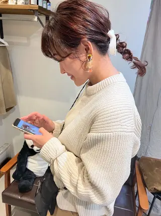 セミロング ヘアアレンジ カラーパティシエ facce🌼ikoのヘアスタイル