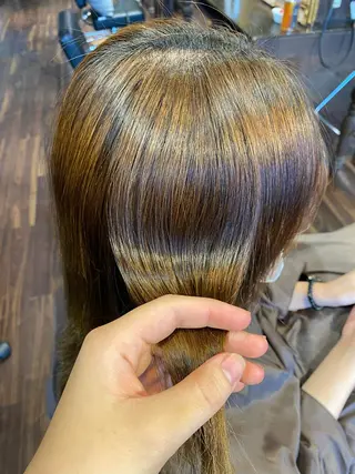 セミロング カラー ヘアアレンジ 韓国ヘア×髪質 改善🇰🇷シオリのヘアスタイル