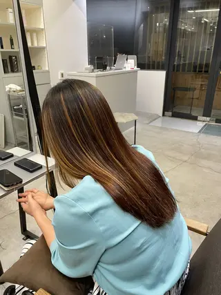 ロング 絶対綺麗な暖色カラー 🎯あります✨増渕✨のヘアスタイル