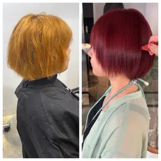 ショート け んブリーチ縮毛矯正のヘアスタイル