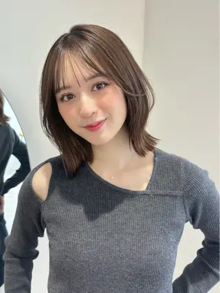 ミディアム カラー unami shibuya所属・ren ボブロブ/ミディアムのヘアスタイル