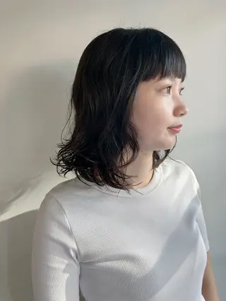 ミディアム パーマ 川間 将彦のヘアスタイル