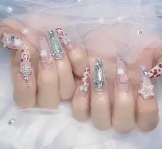 ロング 波 なみのネイルデザイン