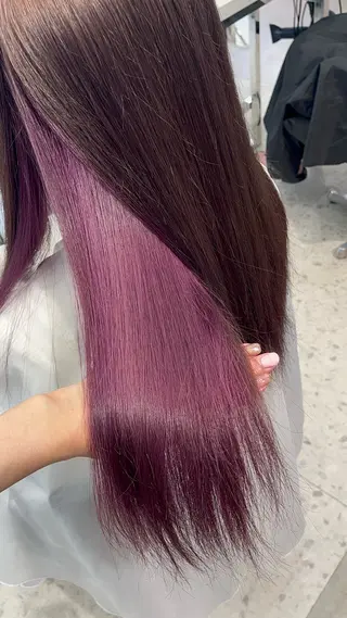 セミロング カラー クルミ🤍ピンク 🎀韓国ヘアのヘアスタイル