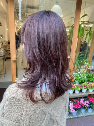 セミロング カラー 安永 涼のヘアスタイル