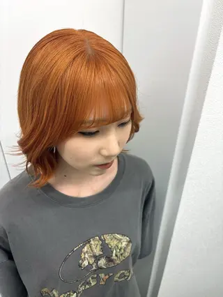 セミロング 韓国ヘア/ブリーチ無 しWカラー/オリーブのヘアスタイル