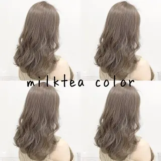 ミディアム カラー レイヤーカット 透明感カラーのヘアスタイル