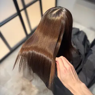 ロング パーマ ブリーチなしカラー I 髪質改善Ⅰたつやのヘアスタイル