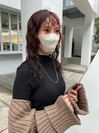 ロング カラー パーマ ヘアアレンジ 小顔レイヤー×コンパ クトボブ/林隆平のヘアスタイル