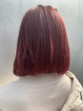 ミディアム カラー パーマ ヘアアレンジ ミニボブ/ブリーチ 🌈MISATOのヘアスタイル