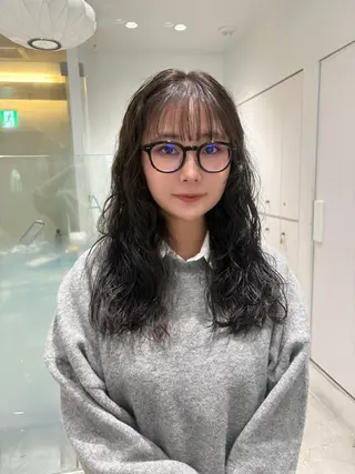 セミロング カラー パーマ 🎀優姫 🎀  韓国レイヤーのヘアスタイル