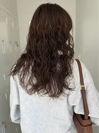 ロング パーマ 透明感カラー/パーマ オレンジmiyo⭐️のヘアスタイル