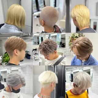 ショート メンズ パーマ&ブリーチ /飯牟田/GEAR.のヘアスタイル