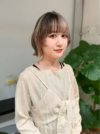 ミディアム カラー ウルフ/似合わせ レイヤー/RIHOのヘアスタイル