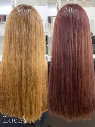 ロング ヘアアレンジ カラー LuciA/エクステ カラーのヘアスタイル