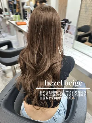 ロング カラー 艶髪レイヤー顔周り グレージュ添田晃基のヘアスタイル