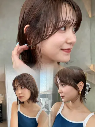 ミディアム Lond所属・ボブ/顔まわり /みそらレイヤーのヘアスタイル