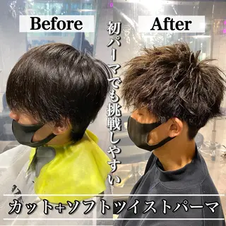 パーマ メンズ Loy所属・メンズヘア特化 パーマ 縮毛矯正🔷のヘアスタイル